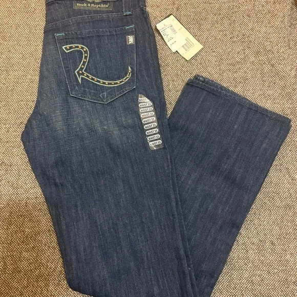 Rock & Republic Dark Blue Denim with Button Detail - Picture 2 of 5